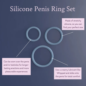 RGB - Silicone Penis Ring Set Three Flexible, Durable Rings