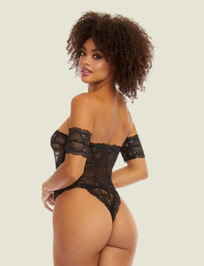 Black Strapless Lace Bodysuit - LIMITED