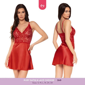 Ruby Satin & Lace Chemise Set