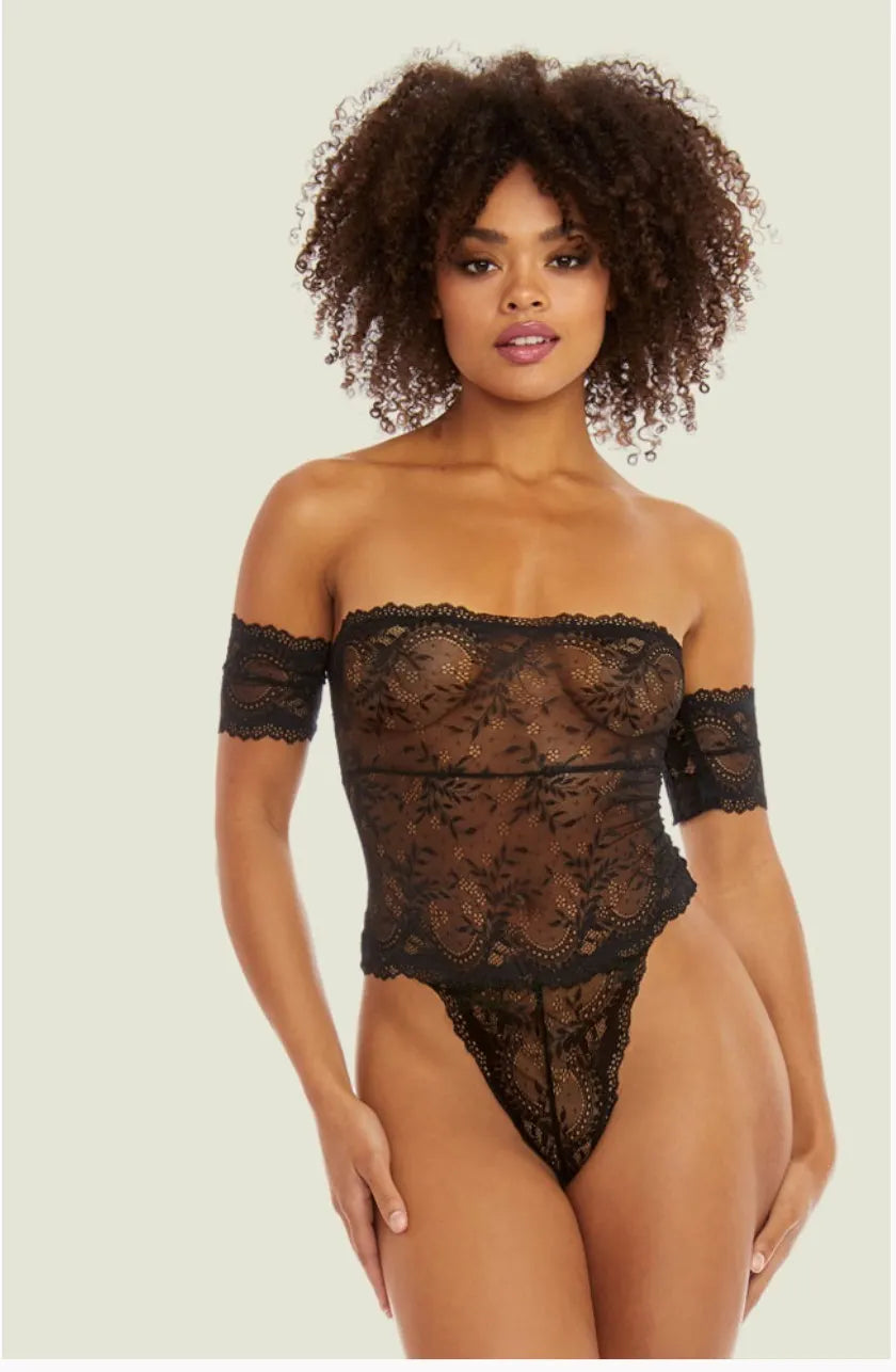 Black Strapless Lace Bodysuit - LIMITED